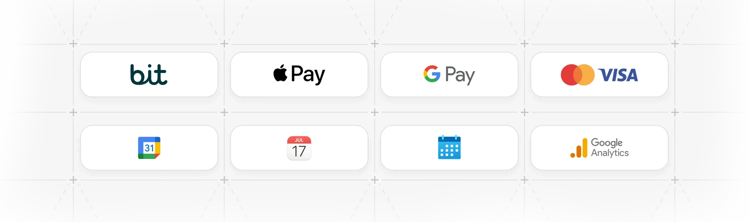 Integrations with payment providers, calendars, and analytics